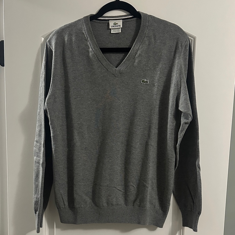 Lacoste Men's Gray V-Neck Sweater